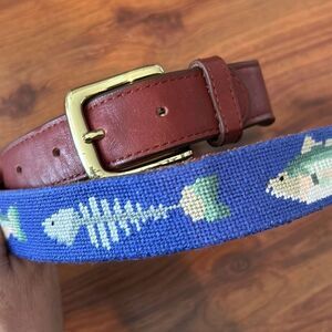 Tucker Blair needlepoint fish bonefish belt size 32
